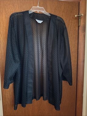Anthony Richards 2X Black Sheer Chevron Kimono Cardigan